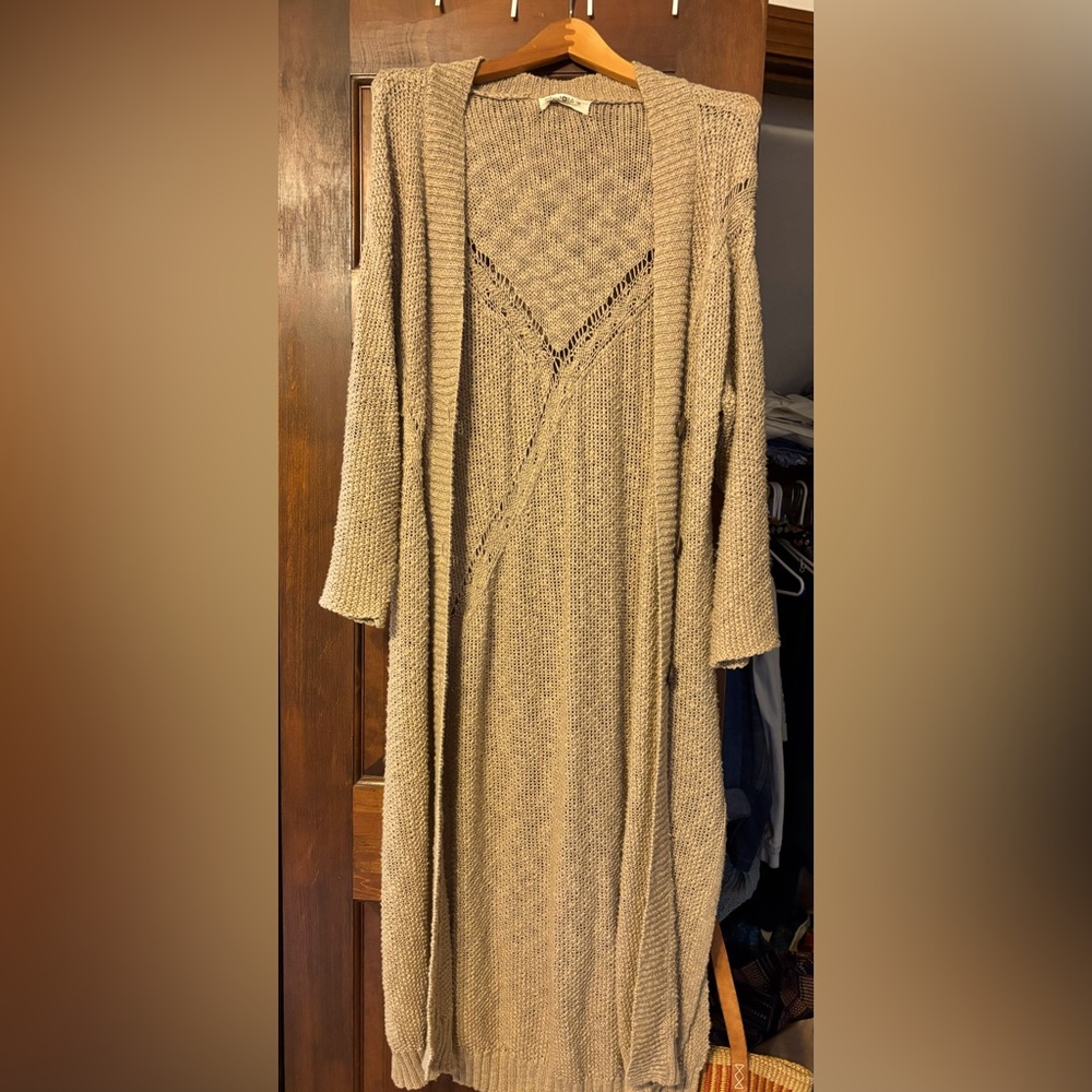 Natural life cable knit duster